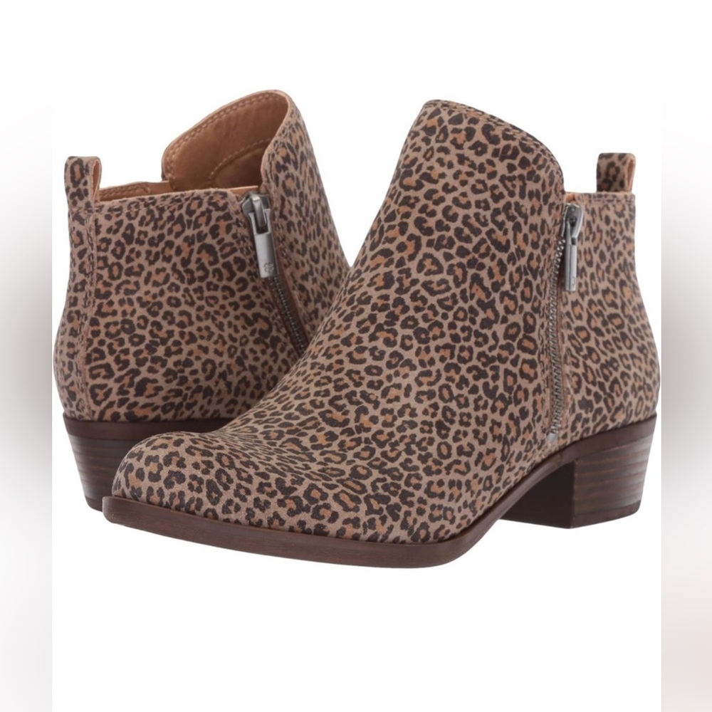 Lucky Brand Leopard Print Ankle Booties in Brown